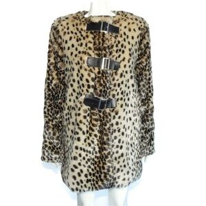Nasty Gal Leopard Print Faux Fur Coat size xs